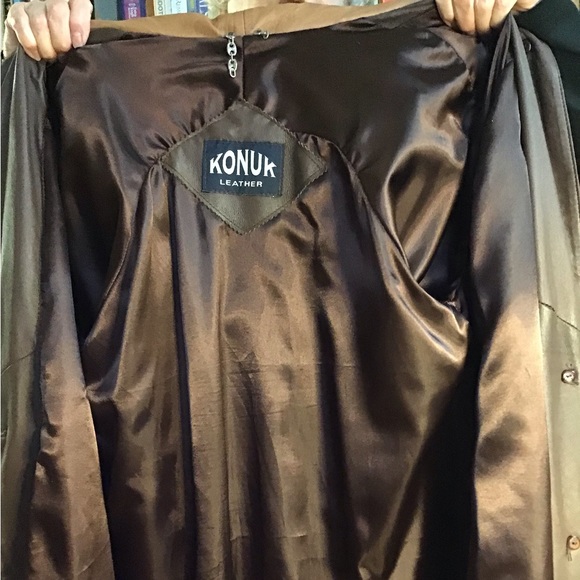 KONUK Genuine Leather Coat, full length, buttery soft, Leather, coat brown - Picture 4 of 16